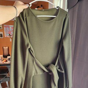 Green mini tie dress xl